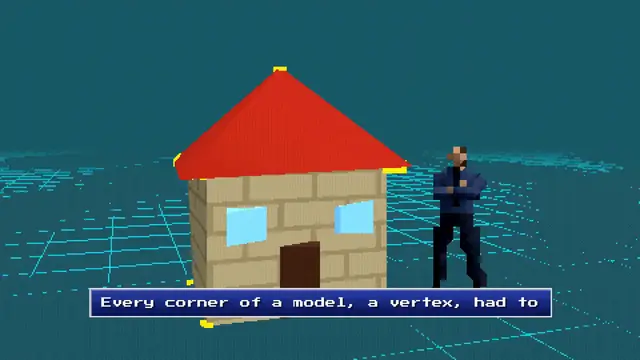 A frame from a Retro 3D video made in Zaga Studio